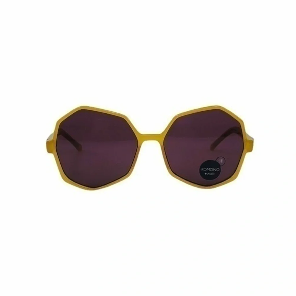KOMONO Bonnie Milky Honey Sunglasses NEW yellow gold geometric UV400